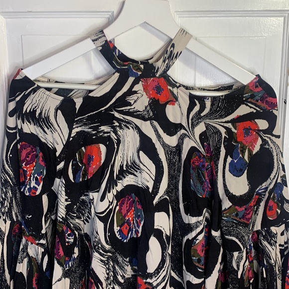 Free People Drift Away Cold Shoulder Artsy Mini-Dress Tunic W-298 Size Small - Picture 5 of 11